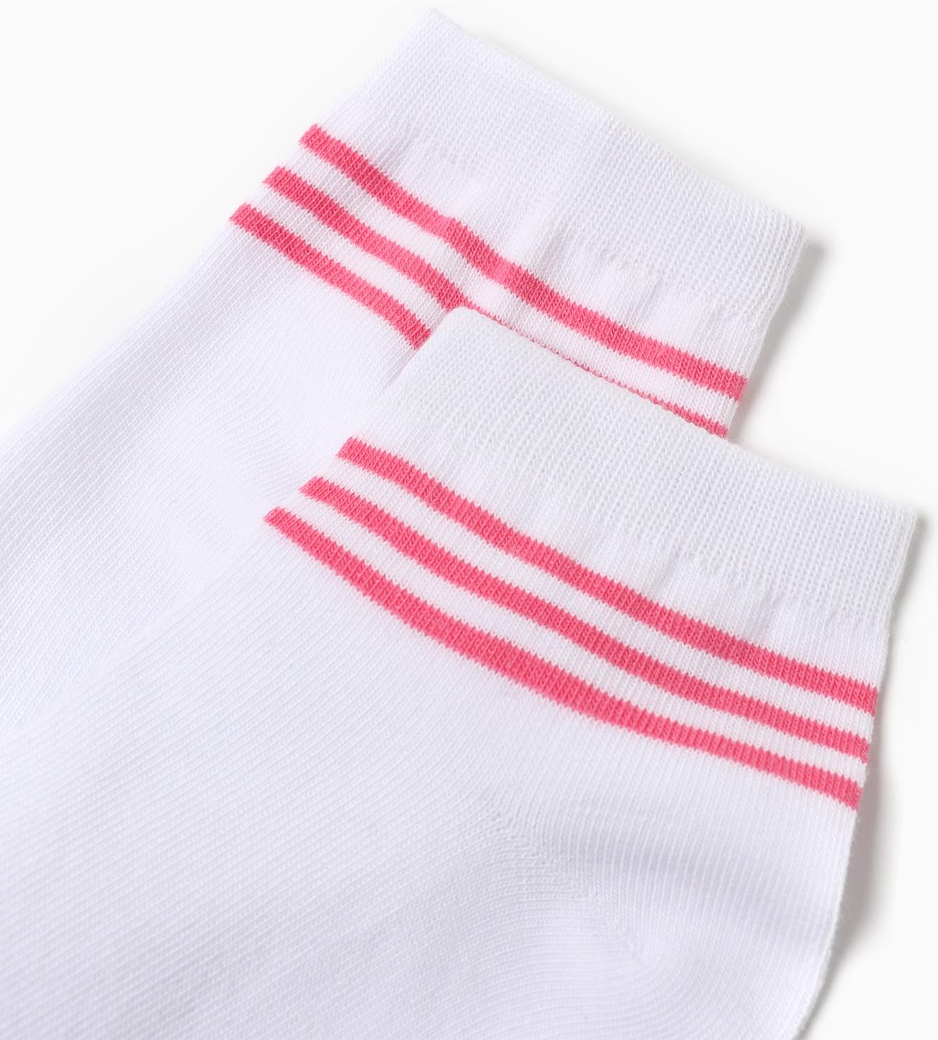 Носки женские Полоски, цвет белый/розовый, р-р 23