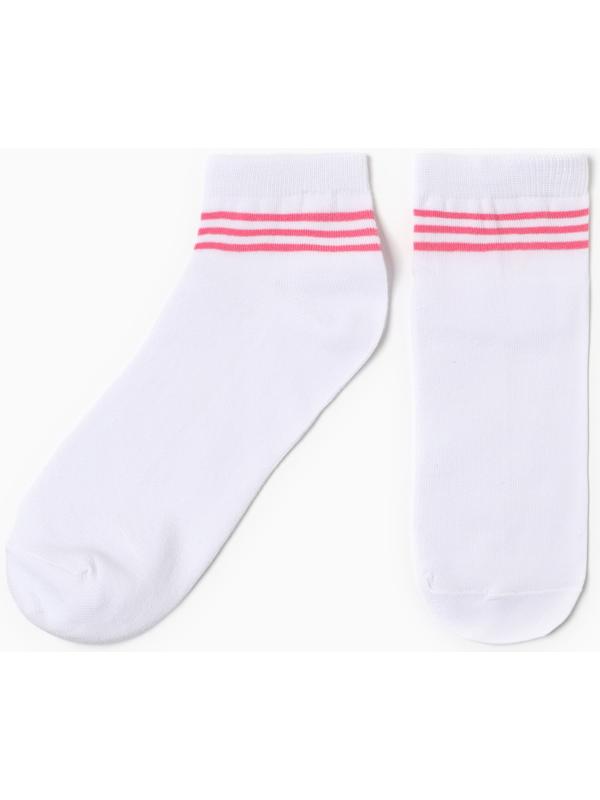 Носки женские Полоски, цвет белый/розовый, р-р 23