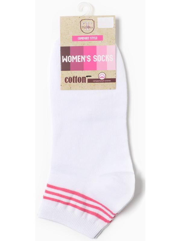 Носки женские Полоски, цвет белый/розовый, р-р 23