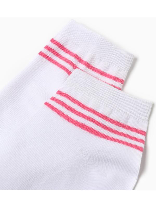 Носки женские Полоски, цвет белый/розовый, р-р 23
