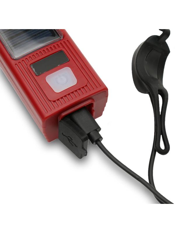 Фонарь велосипедный аккумуляторный,300 лм, 2000 мАч, 5 Вт,LED,3 режима,с сигналом,красный