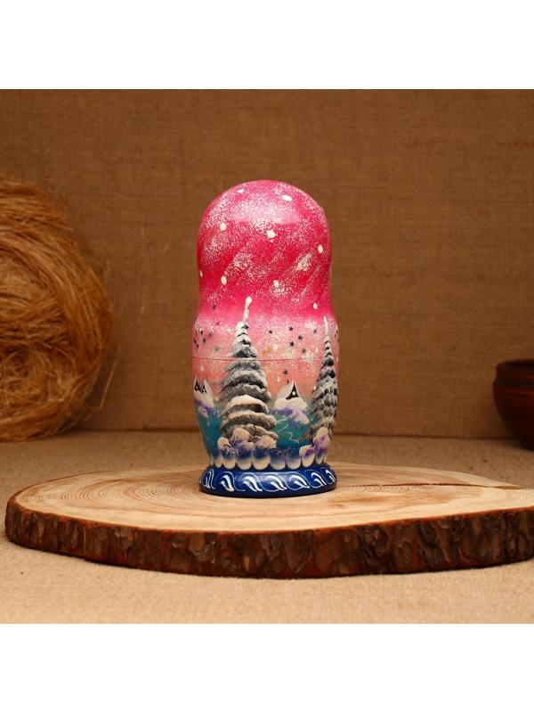 Матрёшка «Зима»,розовая, 5 кукольная, люкс