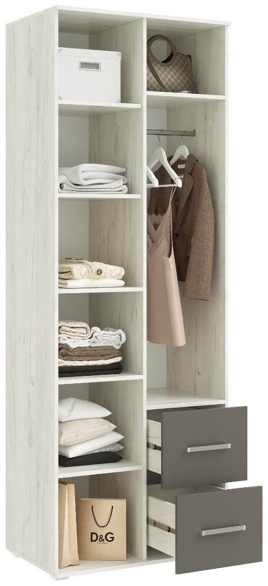 Шкаф 2х ств Фиеста, 800х510х2236, Графит/Дуб крафт белый