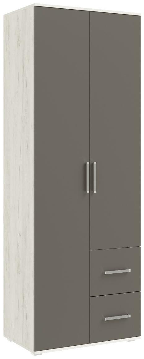 Шкаф 2х ств Фиеста, 800х510х2236, Графит/Дуб крафт белый