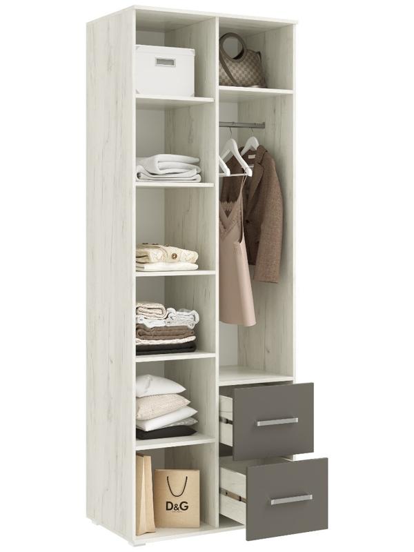 Шкаф 2х ств Фиеста, 800х510х2236, Графит/Дуб крафт белый