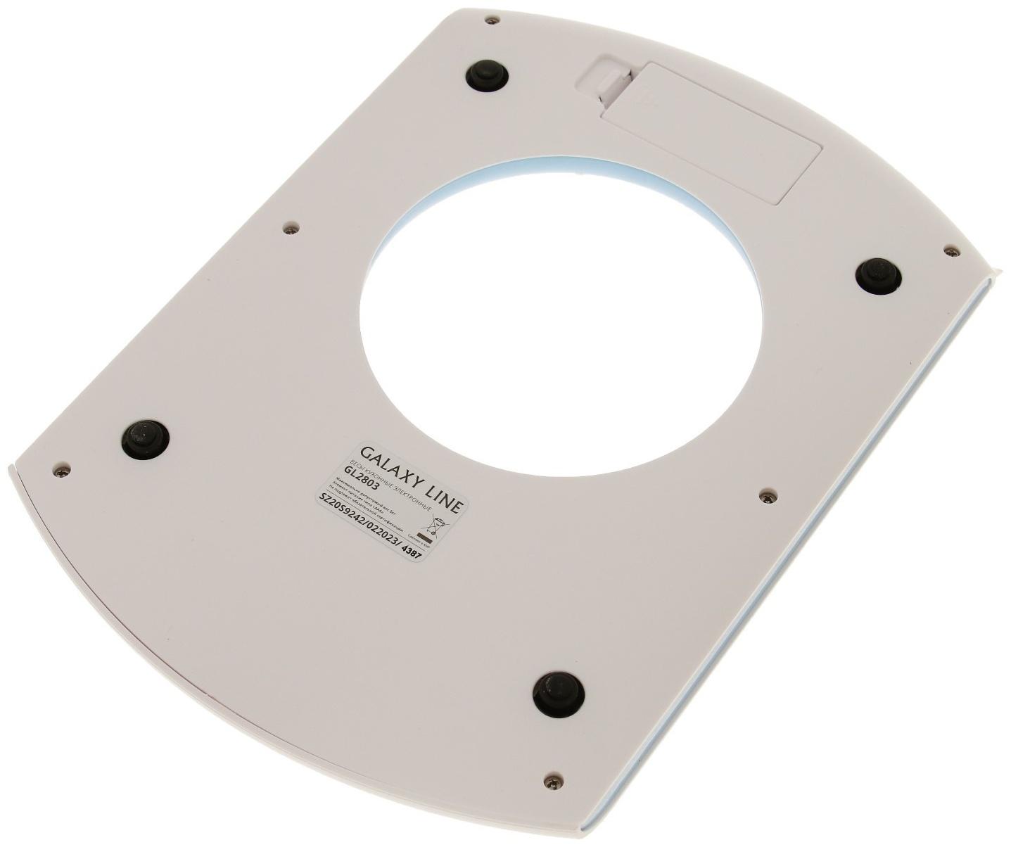 Весы кухонные Galaxy LINE GL 2803, электронные, до 5 кг, белые