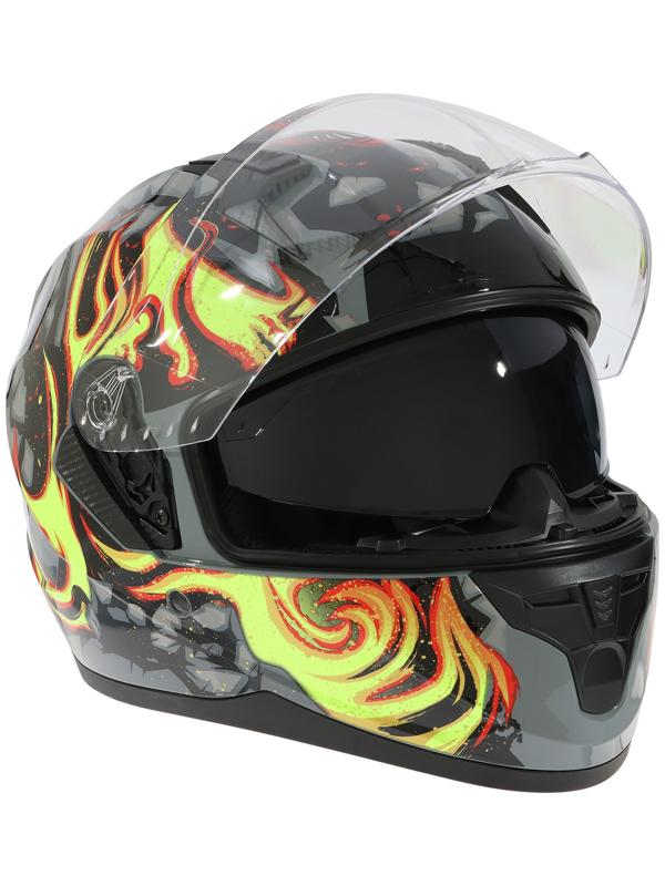 Шлем интеграл с двумя визорами, размер M (57-58), модель BLD-M67E, черно-желтый