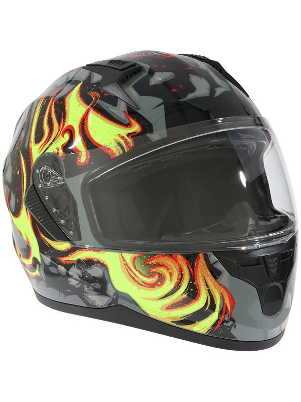 Шлем интеграл с двумя визорами, размер L (59-60), модель BLD-M67E, черно-желтый