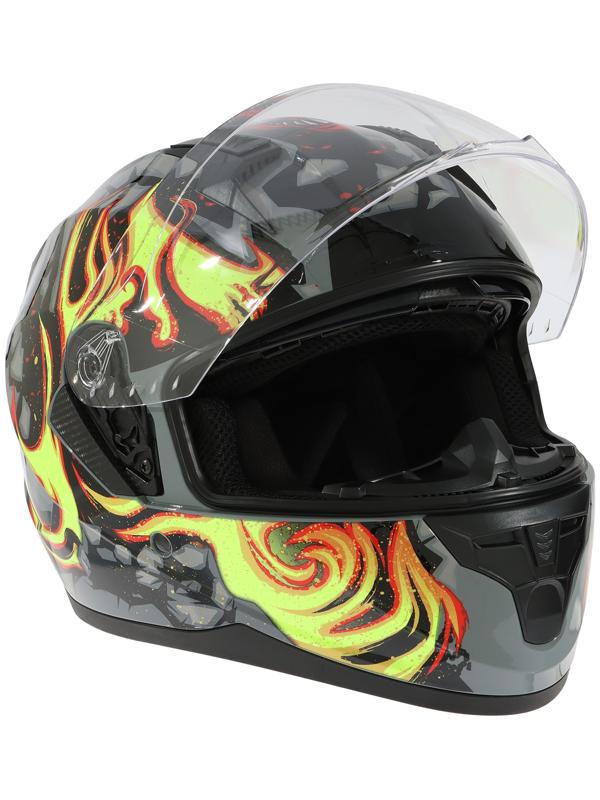 Шлем интеграл с двумя визорами, размер L (59-60), модель BLD-M67E, черно-желтый