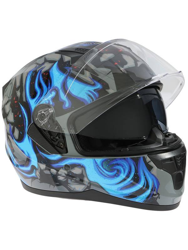 Шлем интеграл с двумя визорами, размер L (59-60), модель BLD-M67E, черно-синий