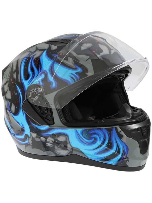 Шлем интеграл с двумя визорами, размер XL (60-61), модель BLD-M67E, черно-синий