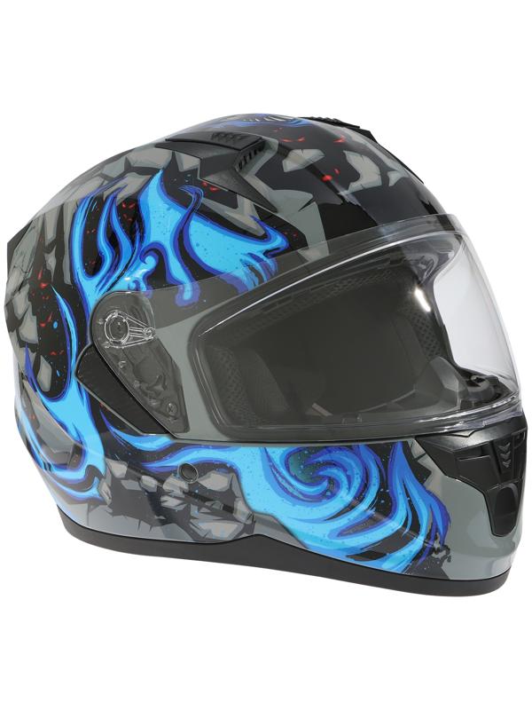 Шлем интеграл с двумя визорами, размер XL (60-61), модель BLD-M67E, черно-синий