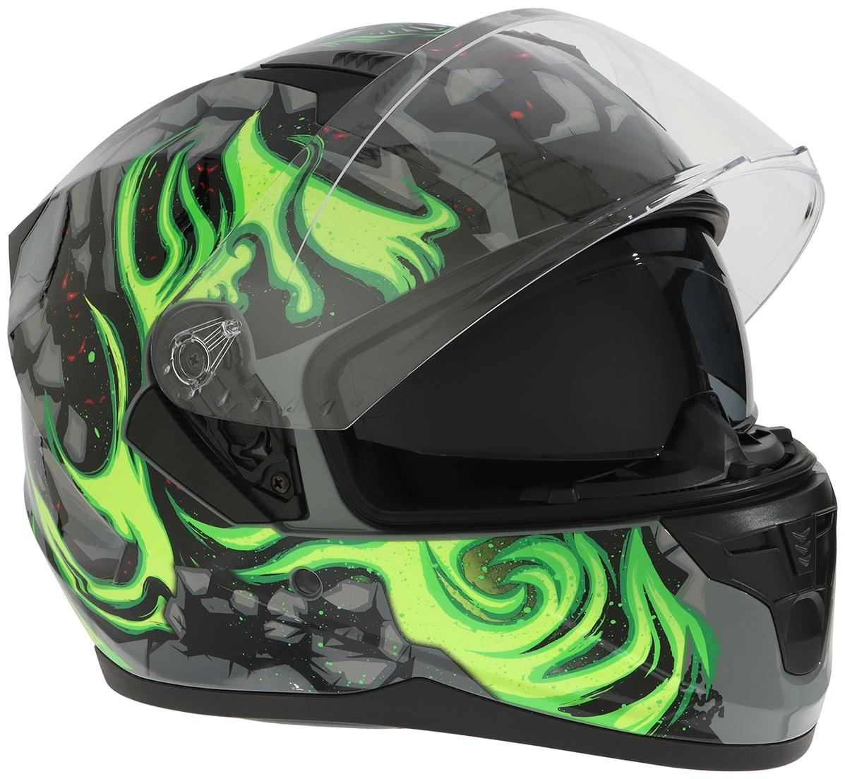 Шлем интеграл с двумя визорами, размер M (57-58), модель BLD-M67E, черно-зеленый