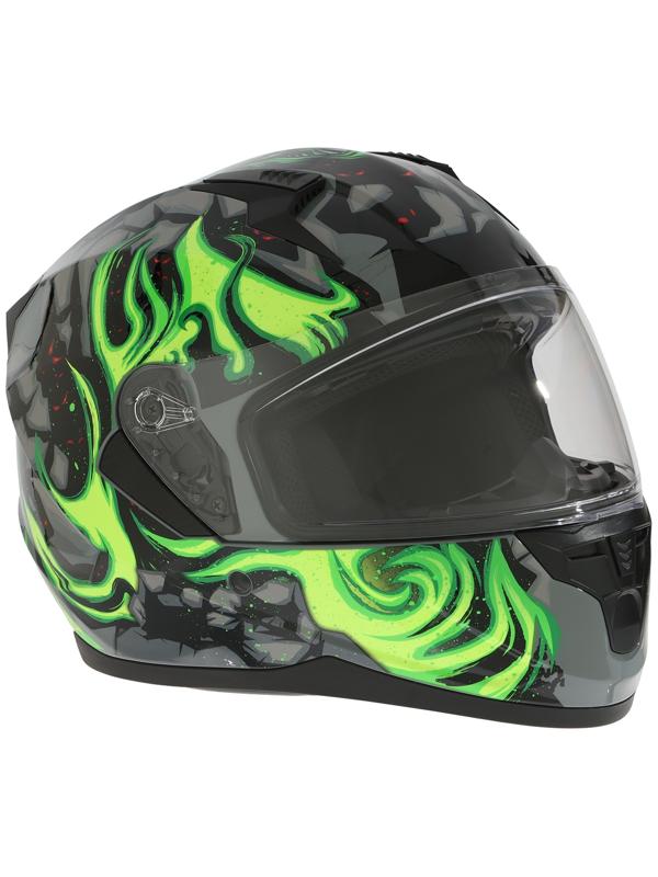 Шлем интеграл с двумя визорами, размер M (57-58), модель BLD-M67E, черно-зеленый