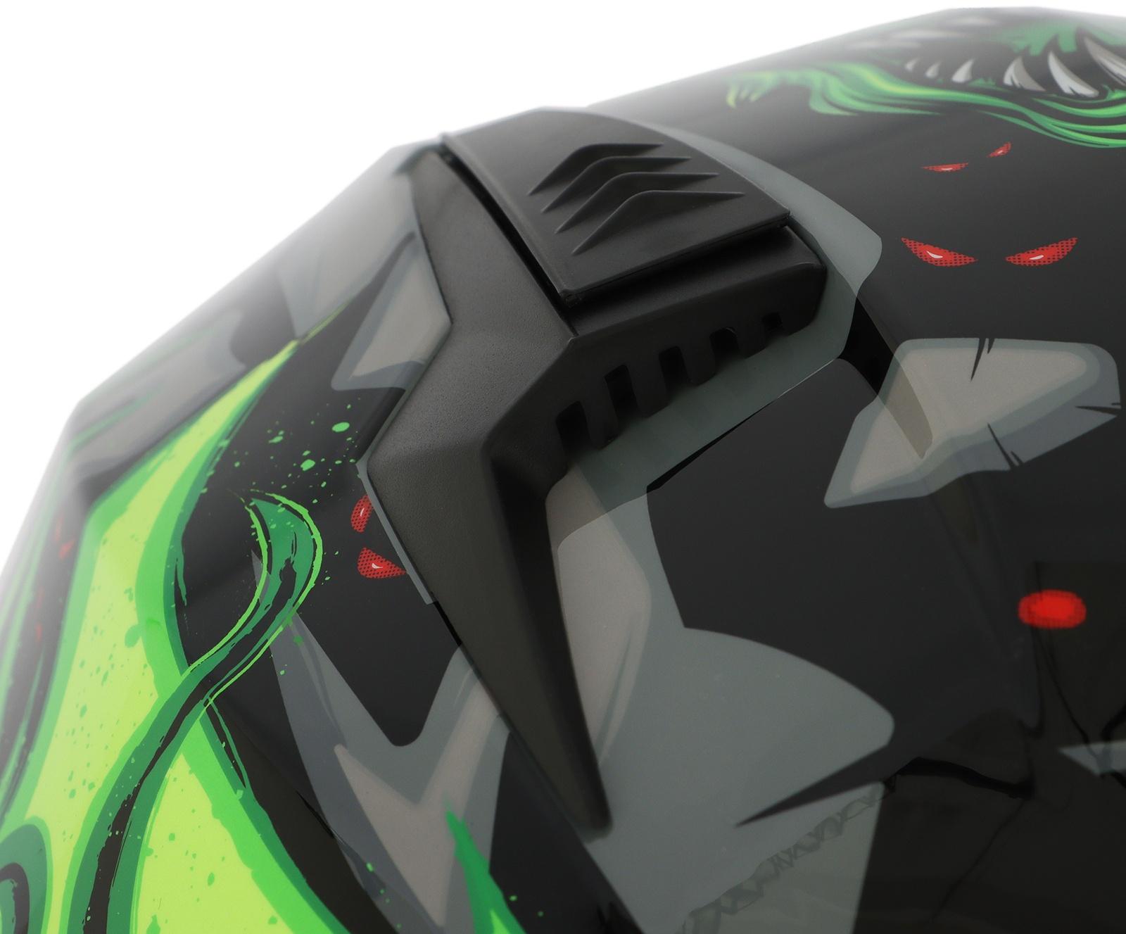 Шлем интеграл с двумя визорами, размер L (59-60), модель BLD-M67E, черно-зеленый