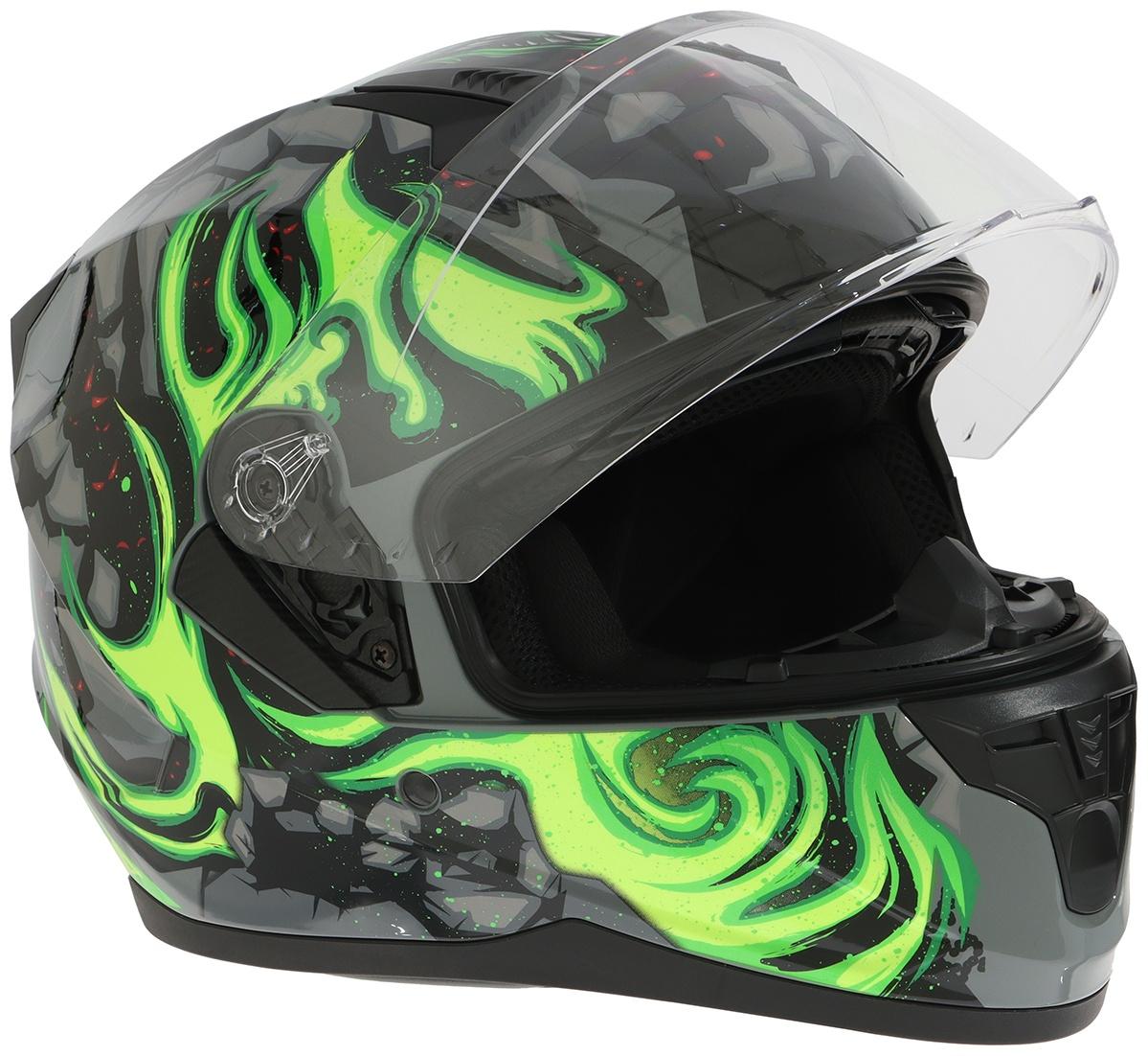 Шлем интеграл с двумя визорами, размер L (59-60), модель BLD-M67E, черно-зеленый