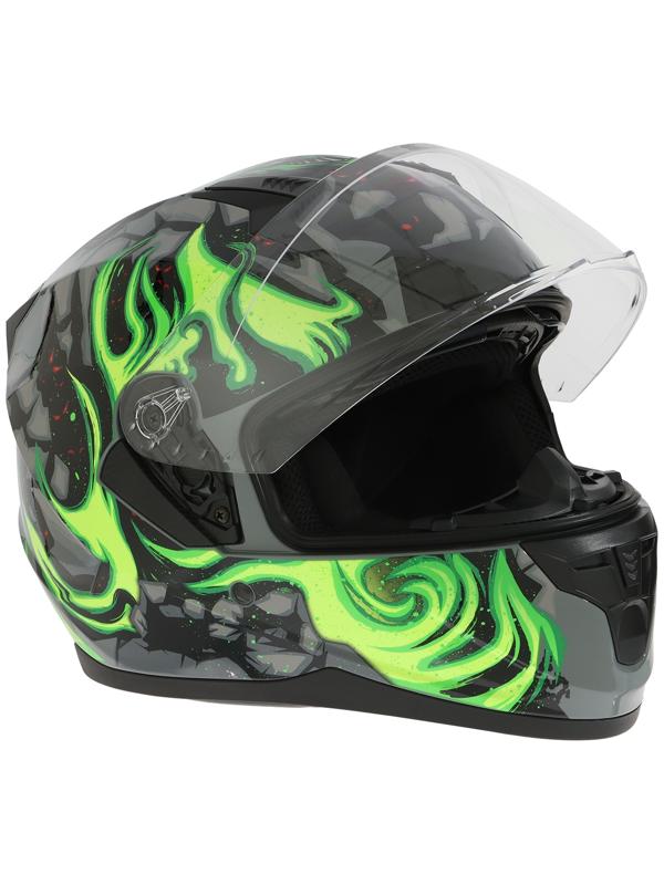 Шлем интеграл с двумя визорами, размер L (59-60), модель BLD-M67E, черно-зеленый