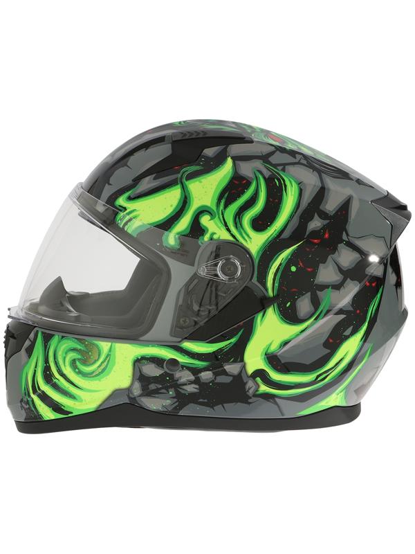 Шлем интеграл с двумя визорами, размер XL (60-61), модель BLD-M67E, черно-зеленый