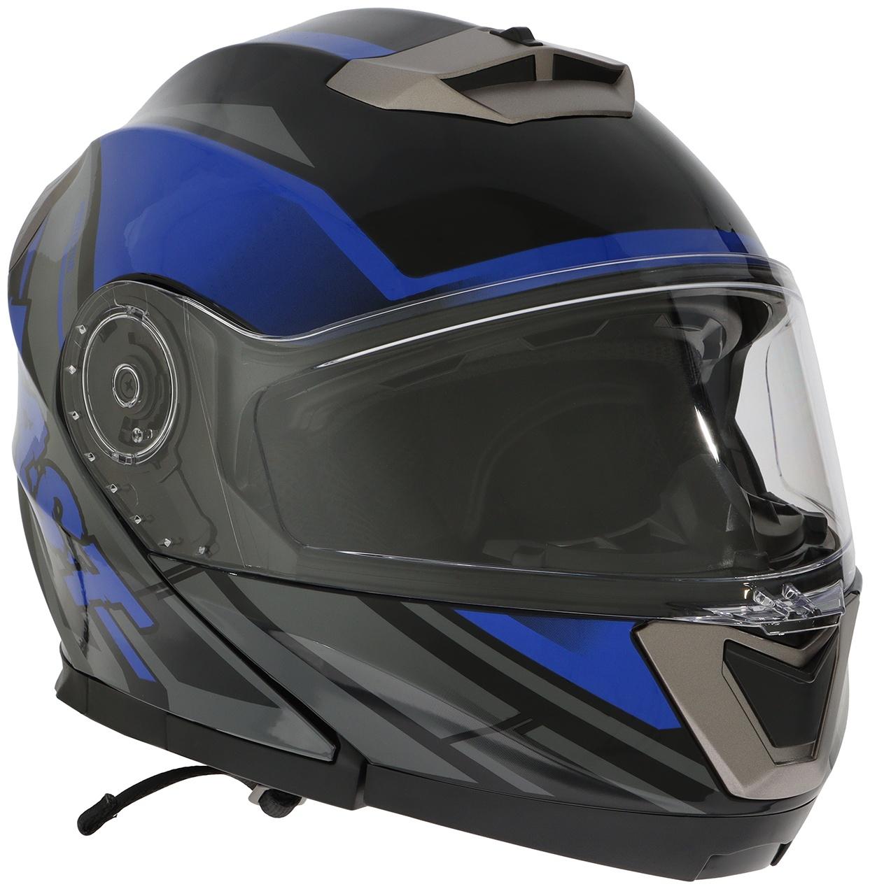 Шлем модуляр с двумя визорами, размер M (57-58), модель - BLD-160E, черно-синий