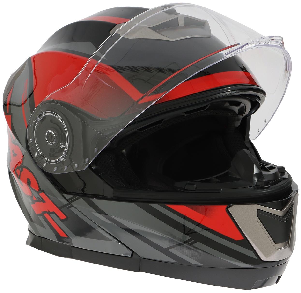 Шлем модуляр с двумя визорами, размер M (57-58), модель - BLD-160E, черно-красный