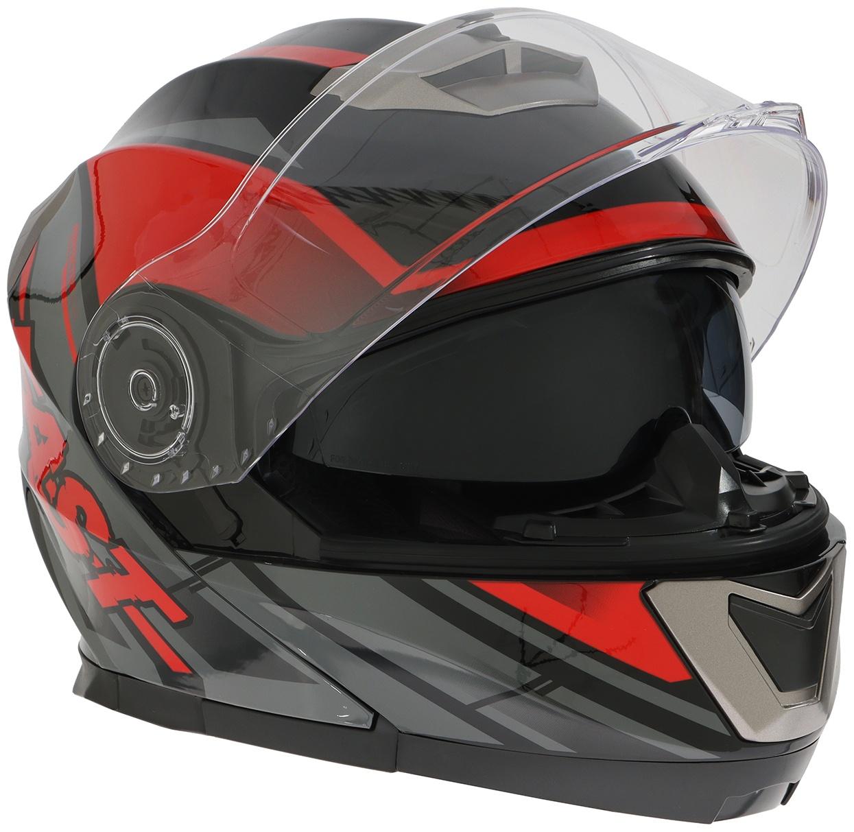 Шлем модуляр с двумя визорами, размер M (57-58), модель - BLD-160E, черно-красный