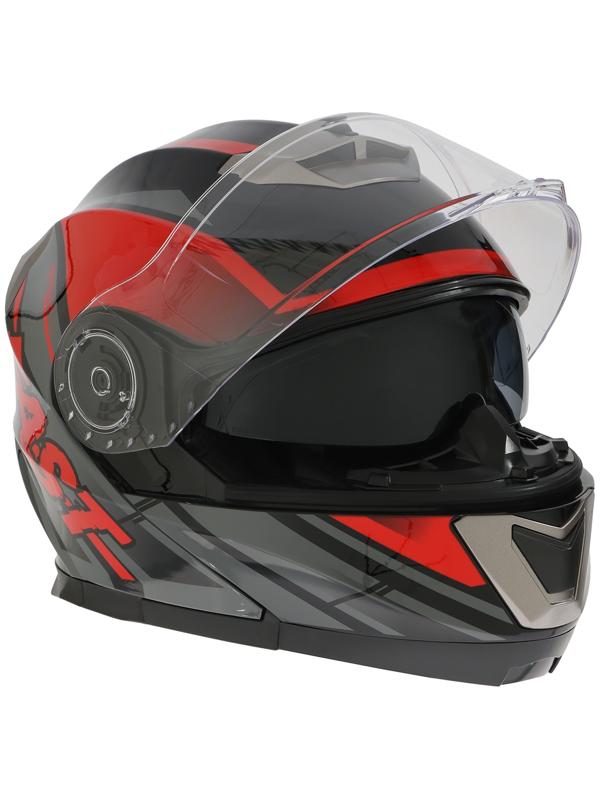 Шлем модуляр с двумя визорами, размер L (59-60), модель - BLD-160E, черно-красный