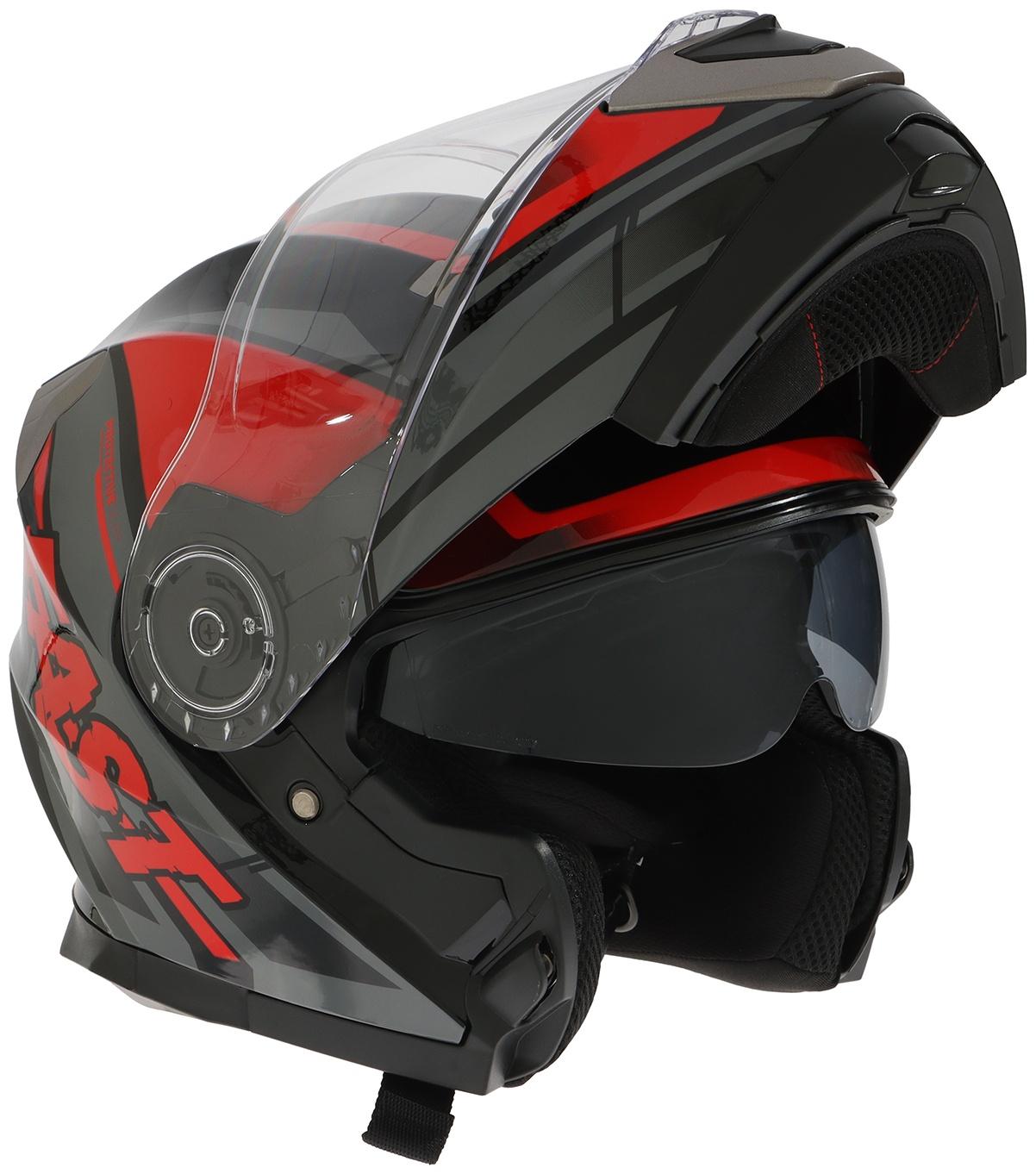 Шлем модуляр с двумя визорами, размер XXL (61), модель - BLD-160E, черно-красный