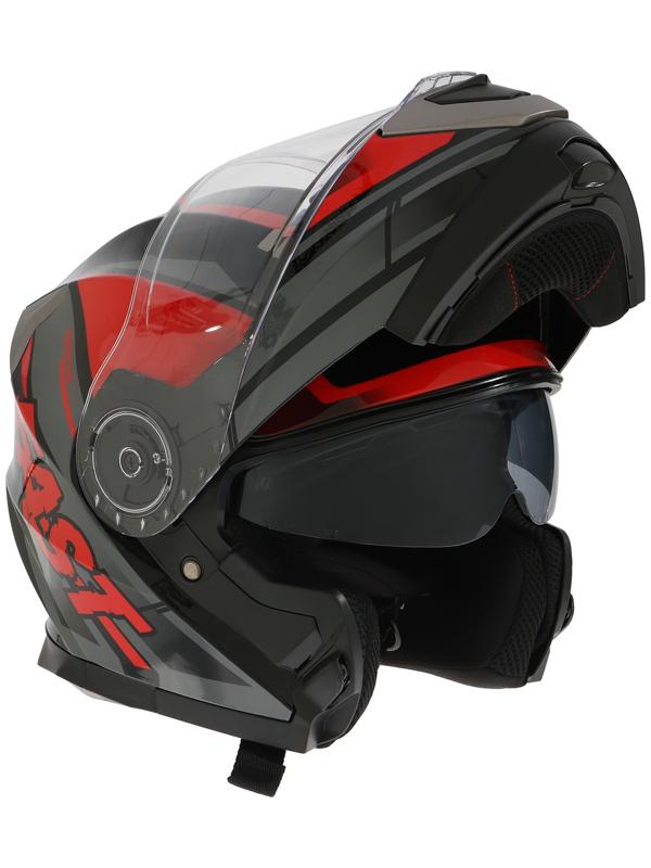 Шлем модуляр с двумя визорами, размер XXL (61), модель - BLD-160E, черно-красный