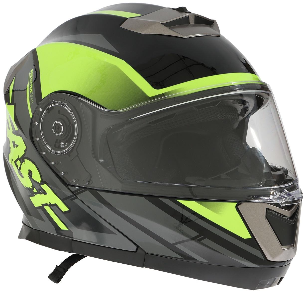 Шлем модуляр с двумя визорами, размер M (57-58), модель - BLD-160E, черно-желтый