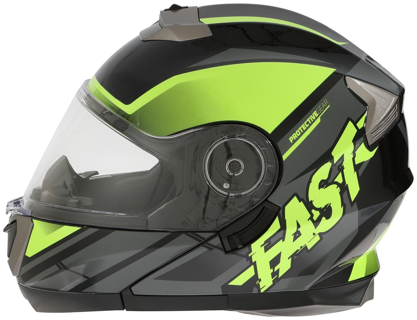 Шлем модуляр с двумя визорами, размер L (59-60), модель - BLD-160E, черно-желтый