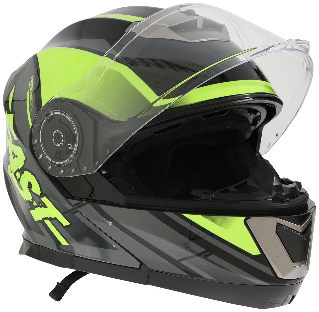 Шлем модуляр с двумя визорами, размер XL (60-61), модель - BLD-160E, черно-желтый