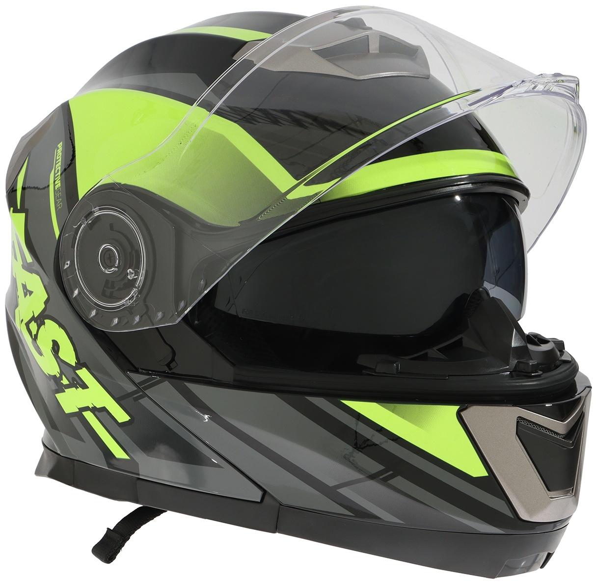 Шлем модуляр с двумя визорами, размер XXL (61), модель - BLD-160E, черно-желтый