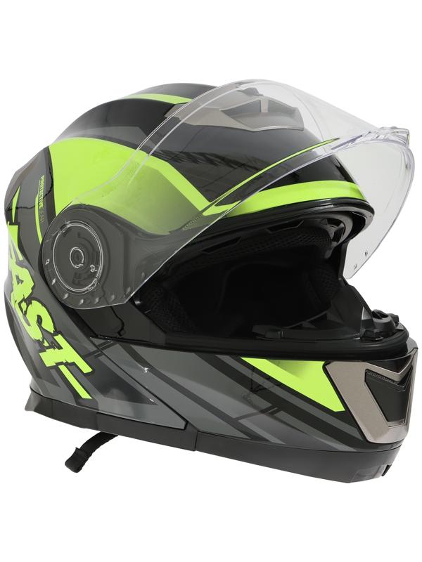 Шлем модуляр с двумя визорами, размер XXL (61), модель - BLD-160E, черно-желтый