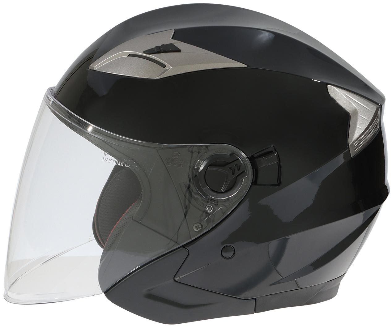 Шлем открытый с двумя визорами, размер XL (60-61), модель - BLD-708E, черный глянцевый