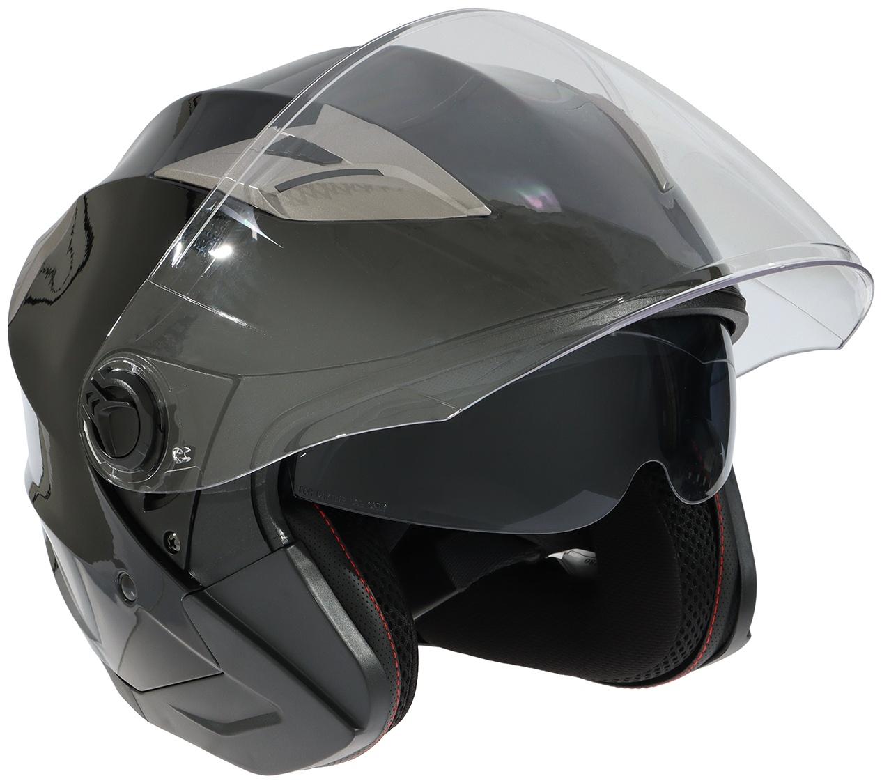 Шлем открытый с двумя визорами, размер XXL (61), модель - BLD-708E, черный глянцевый