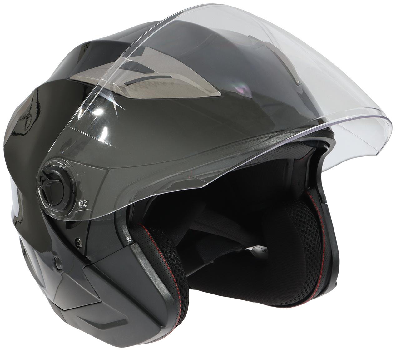 Шлем открытый с двумя визорами, размер XXL (61), модель - BLD-708E, черный глянцевый