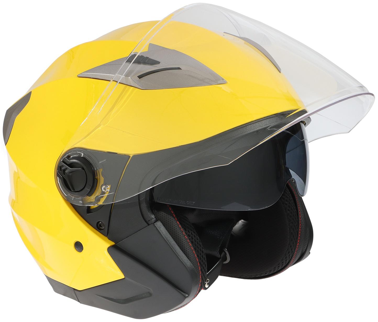 Шлем открытый с двумя визорами, размер XS (53-54), модель - BLD-708E, желтый глянцевый