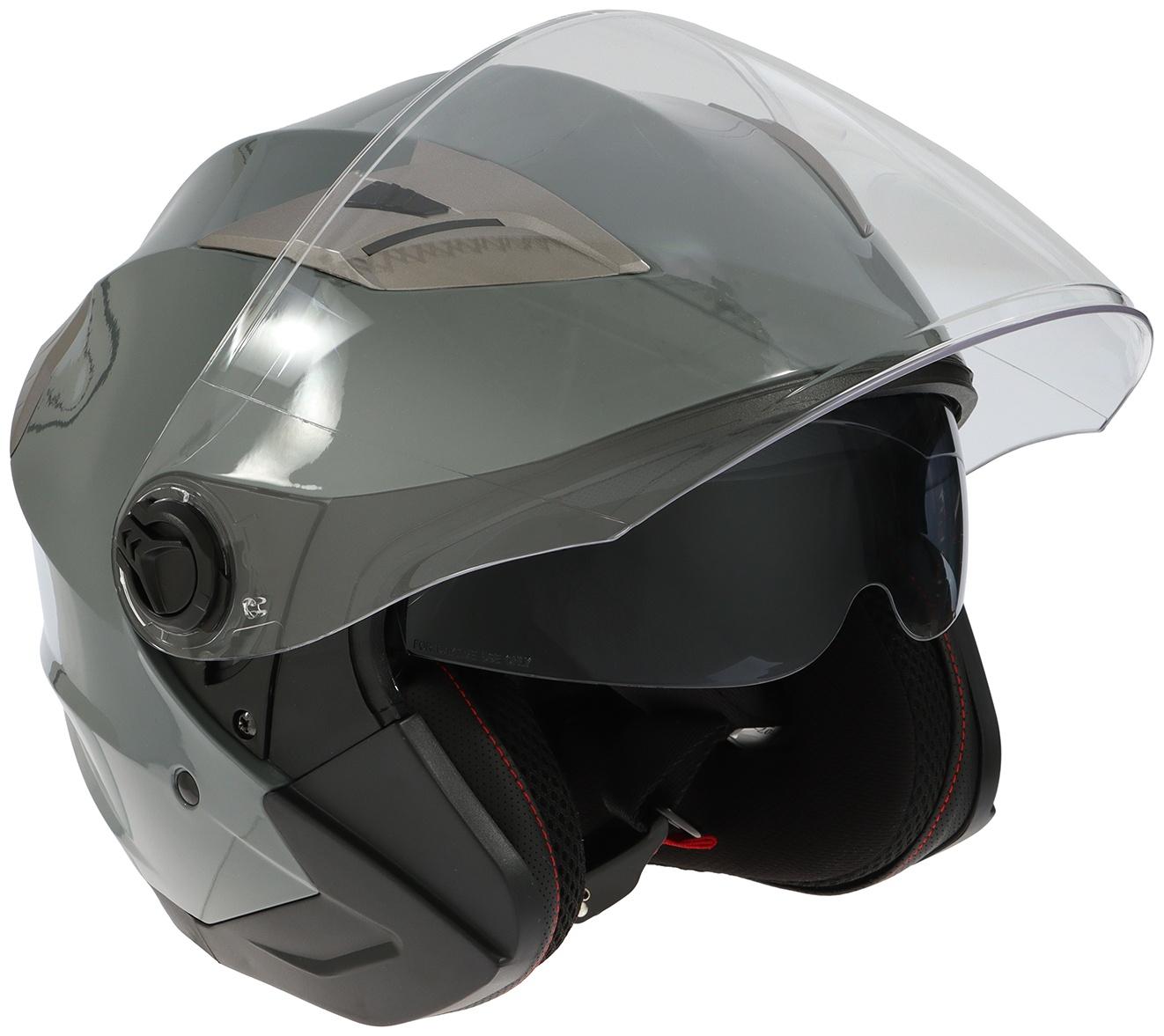 Шлем открытый с двумя визорами, размер S (55-56), модель - BLD-708E, серый глянцевый