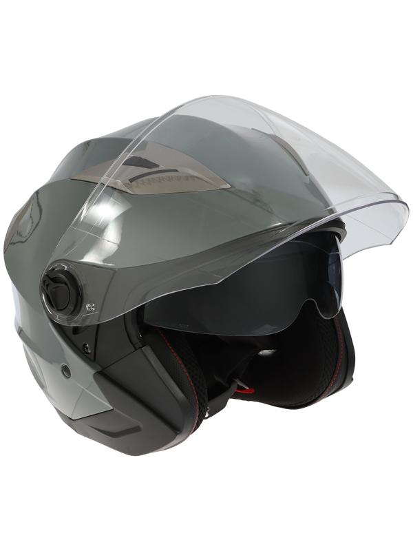 Шлем открытый с двумя визорами, размер M (57-58), модель - BLD-708E, серый глянцевый