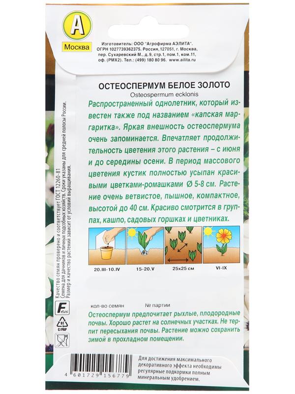 Остеоспермум Белое золото --- 10 шт  Одн Золотая серия
