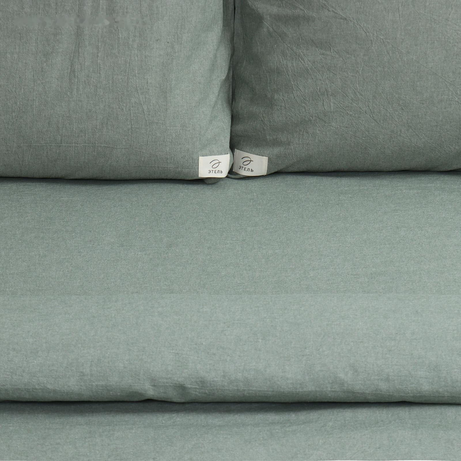 Постельное бельё Этель Denim 1.5 сп, 155х210см, 160х240см, 50х70-2шт, цвет оливковый, жатый хлопок, 140гр/