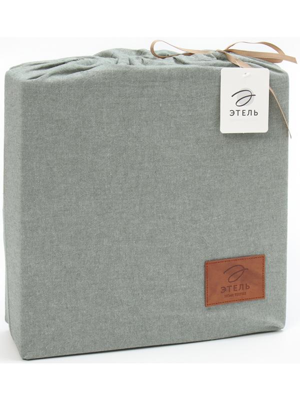 Постельное бельё Этель Denim 1.5 сп, 155х210см, 160х240см, 50х70-2шт, цвет оливковый, жатый хлопок, 140гр/