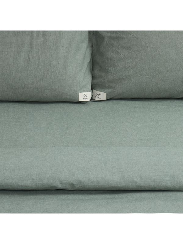 Постельное бельё Этель Denim 1.5 сп, 155х210см, 160х240см, 50х70-2шт, цвет оливковый, жатый хлопок, 140гр/