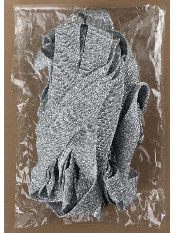 Тесьма трикотажная лампас 25 мм, 9,1 ± 0,5 м, цвет серебряный