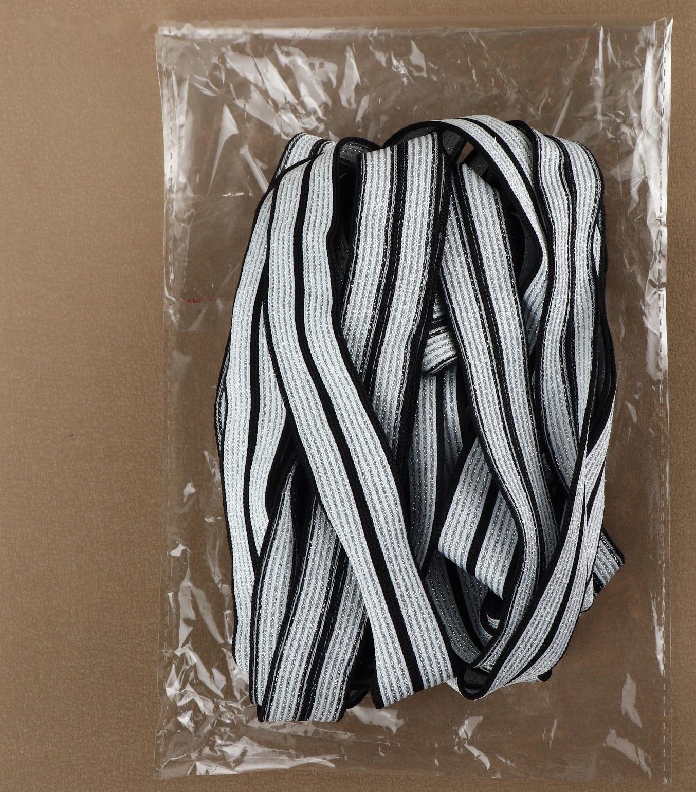 Тесьма трикотажная лампас 25 мм, 9,1 ± 0,5 м, цвет чёрный/белый