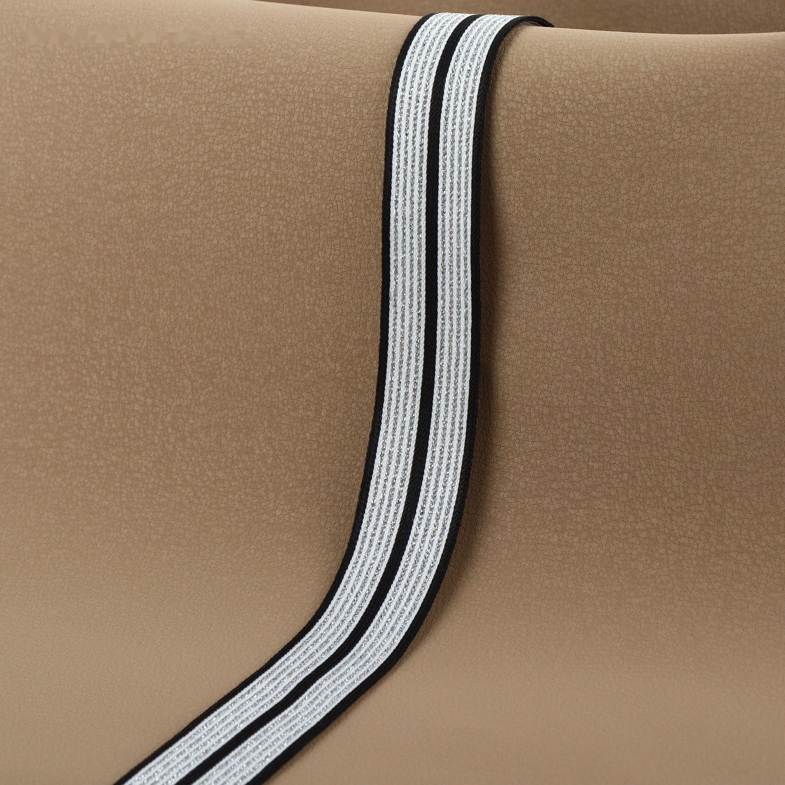 Тесьма трикотажная лампас 25 мм, 9,1 ± 0,5 м, цвет чёрный/белый