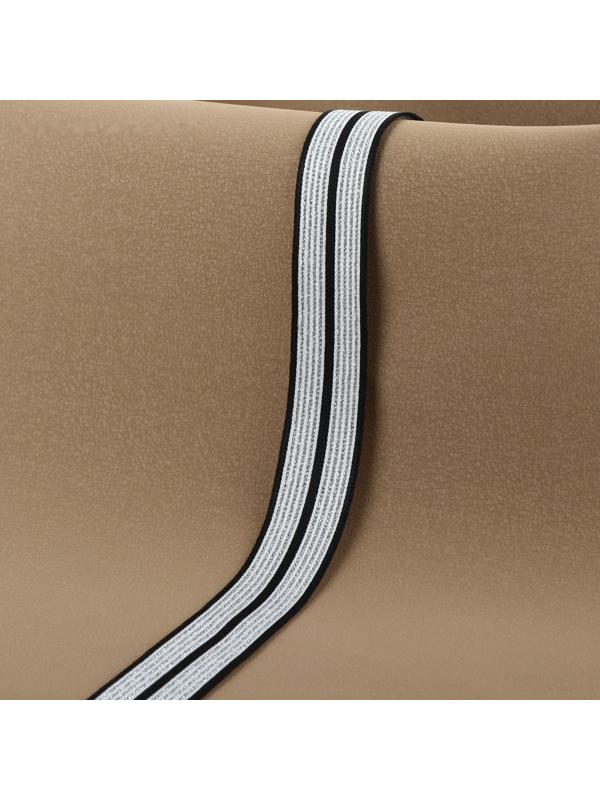 Тесьма трикотажная лампас 25 мм, 9,1 ± 0,5 м, цвет чёрный/белый