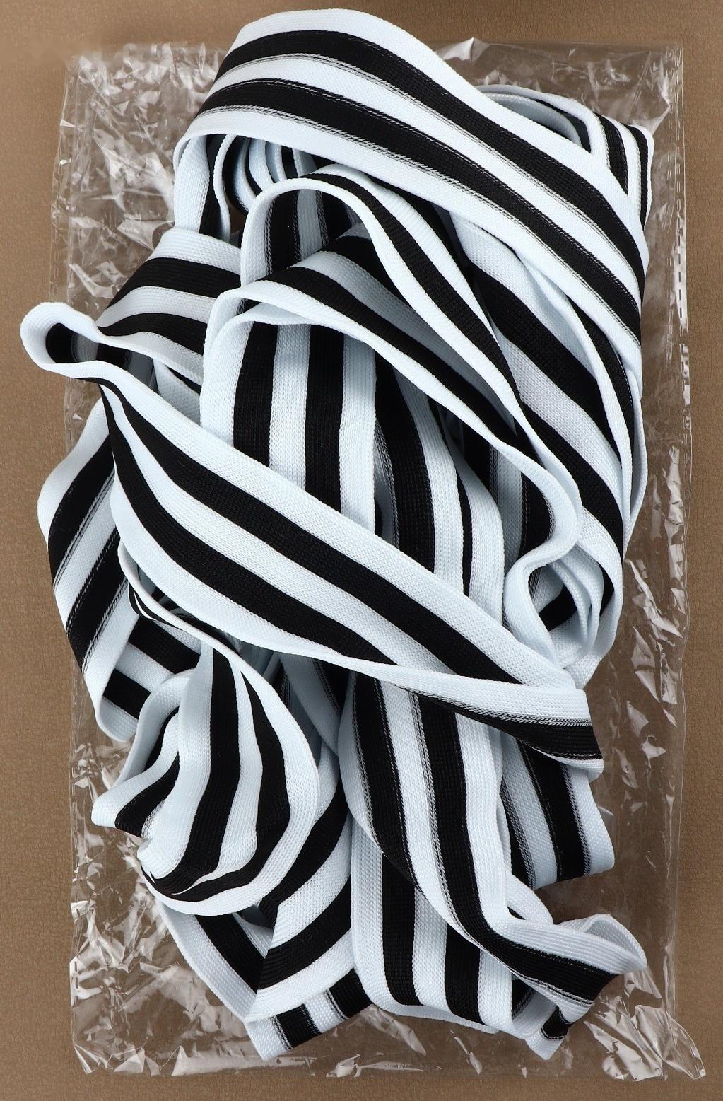 Тесьма трикотажная лампас 40 мм, 9,1 ± 0,5 м, цвет чёрный/белый