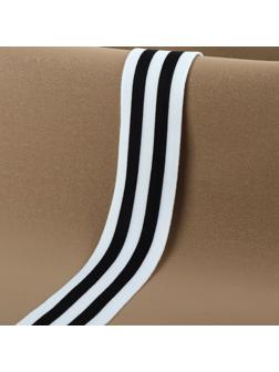 Тесьма трикотажная лампас 40 мм, 9,1 ± 0,5 м, цвет чёрный/белый