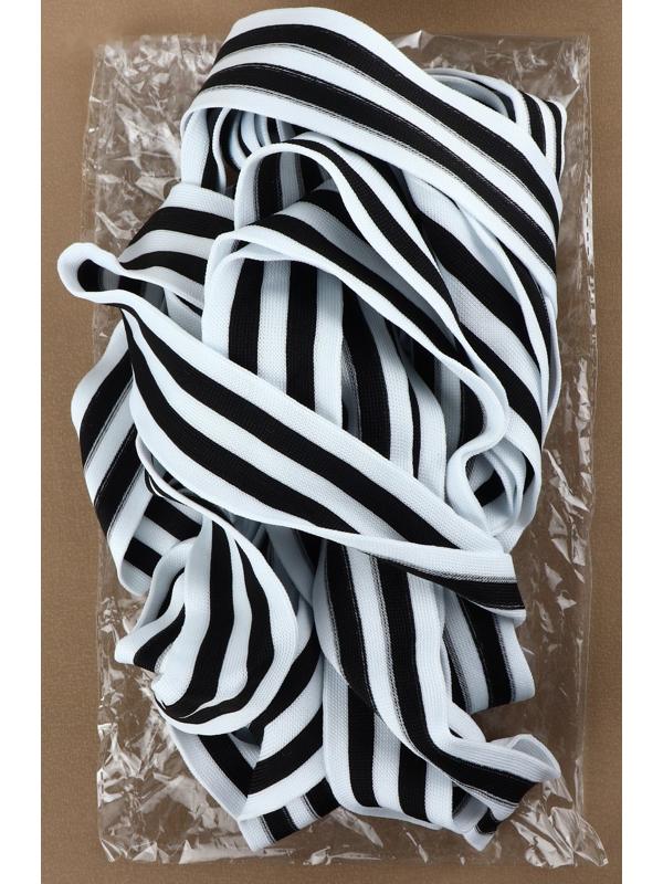 Тесьма трикотажная лампас 40 мм, 9,1 ± 0,5 м, цвет чёрный/белый